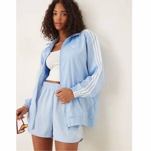 Adidas Satin Ruffle 3-Stripes Track Jacket Clear Sky